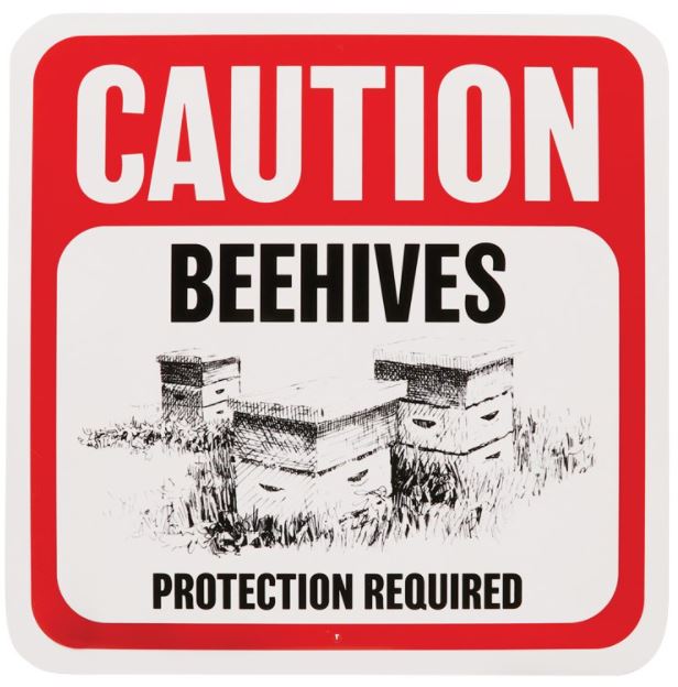 caution beehives sign