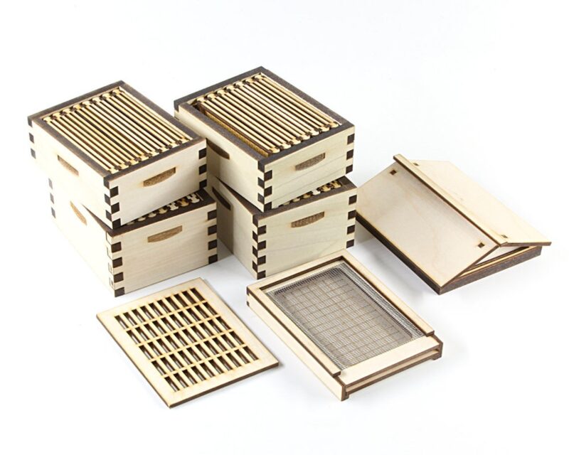 Miniature Deluxe Bee Hive Model Kit Parts